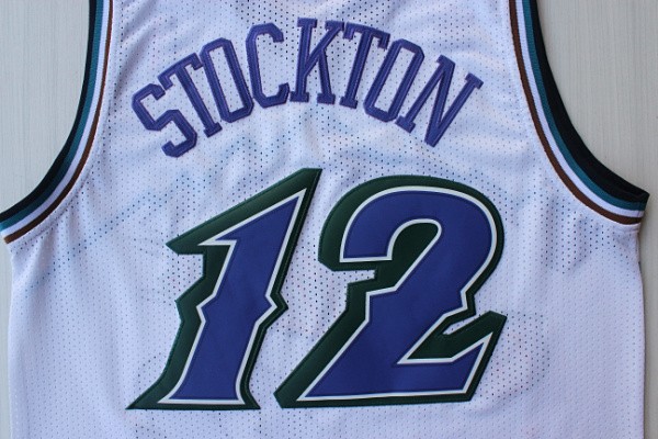 Camiseta Stockton #12 Utah Jazz Blanco - Haga un click en la imagen para cerrar